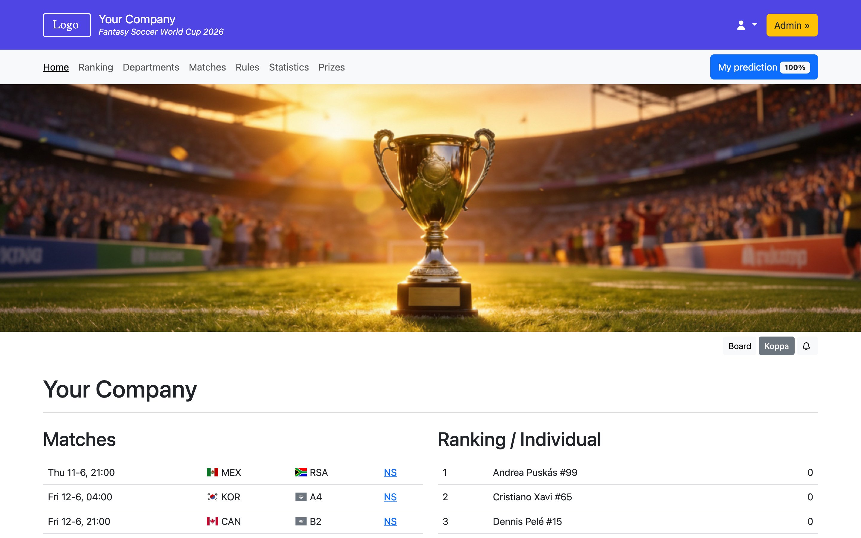 Fantasy Soccer World Cup 2026 – Home
