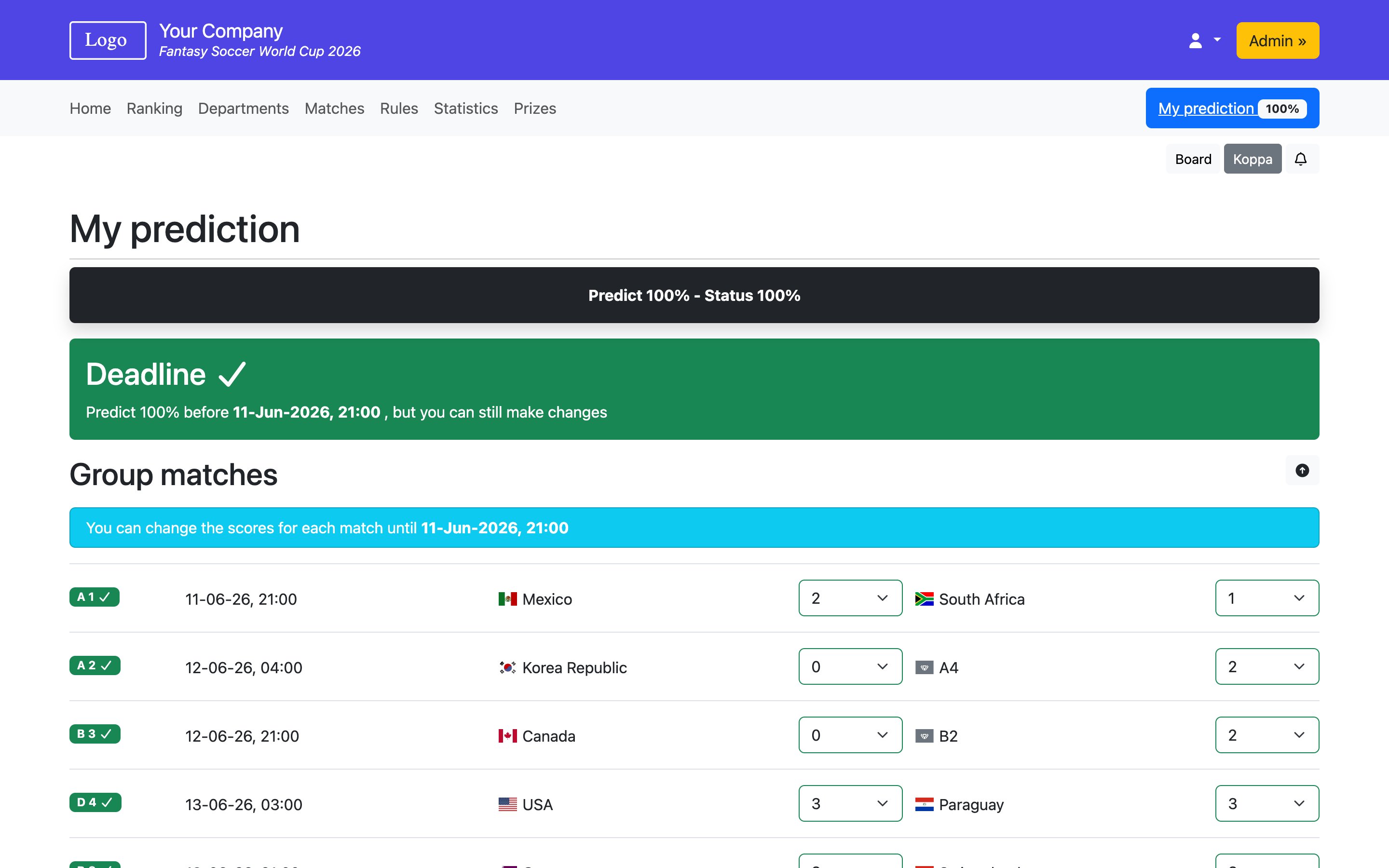 Fantasy Soccer World Cup 2026 – My prediction